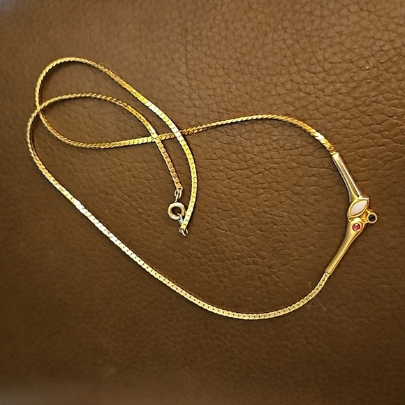 Vintage 1980s Contemporary Herringbone Chain Necklace - Picture 2 of 5